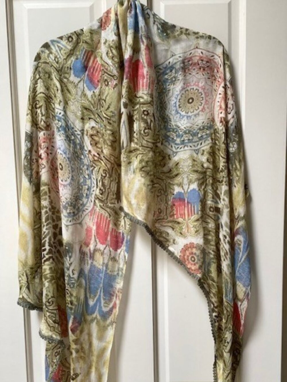 Multicolored embellished shawl, scarf, wrap (94" x 24")